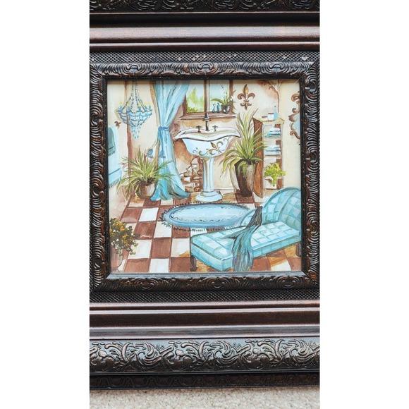 Two blue and brown bathroom pictures - Picture 8 of 12